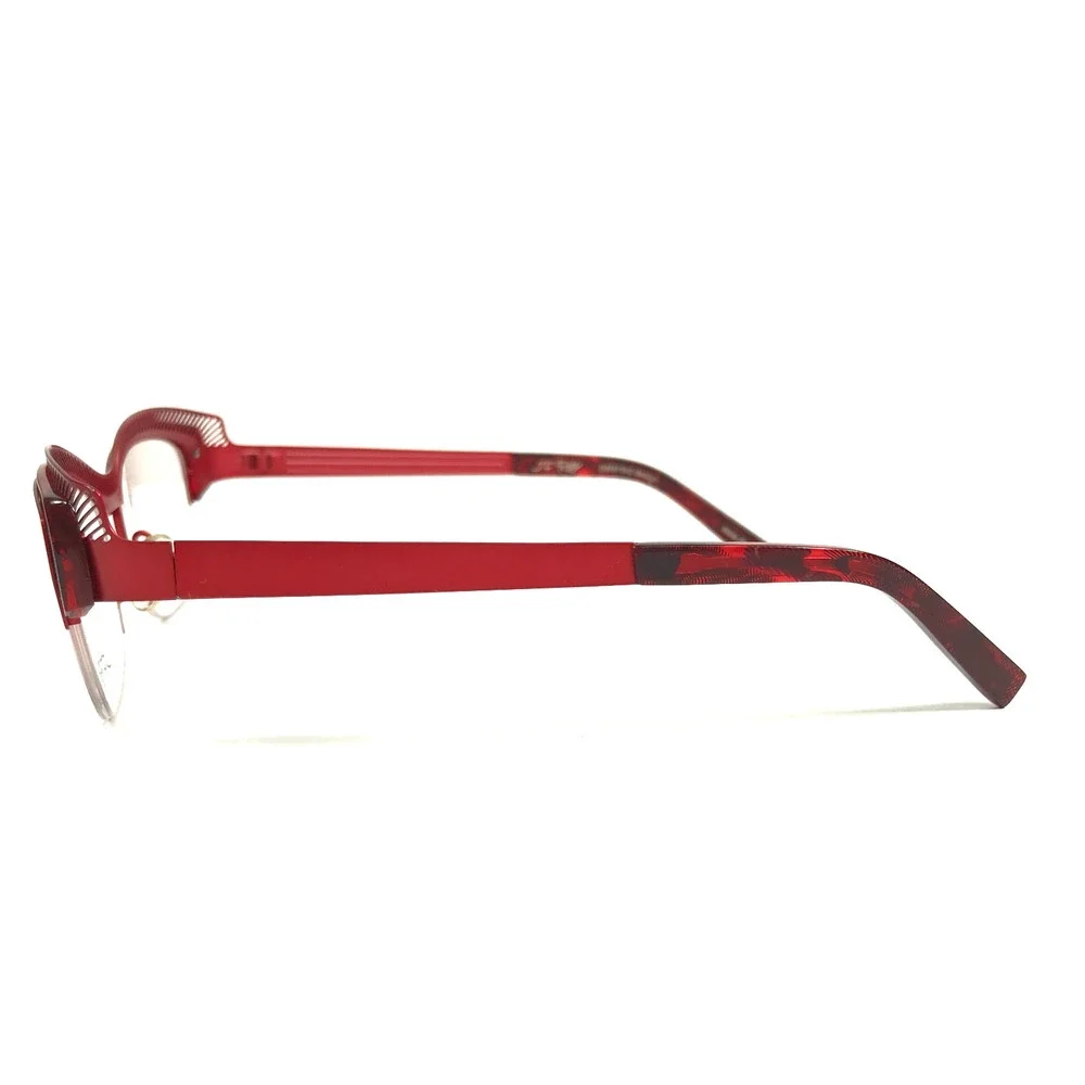 J.F. Rey Eyeglasses Frames JF2574 3035 Red Black Demi Half Rim Cat Eye 54-17-136